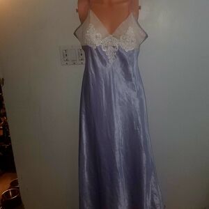 Elegant Gilligan & O'Malley Satin Lavender & White Lace Slip Dress